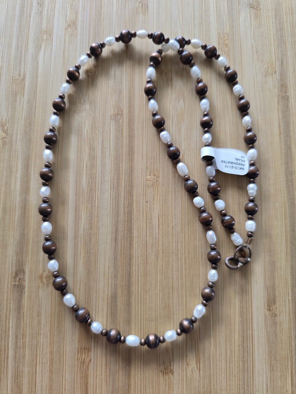 Freshwater Pearls And Copper Beaded Necklace, Southwestern